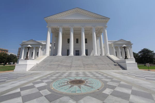 The Virginia State Capitol Building in Richmond on a cloudless day