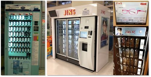 Japanese vending machines that sell eye glasses and contacts