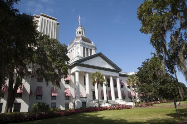 Tallahassee State Capitol building in Florida on a bright sunny day without clouds